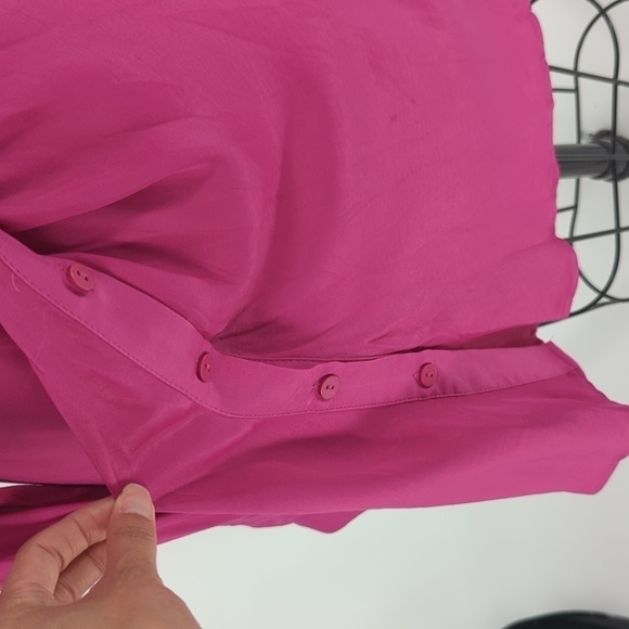 NEW Zara Satin Twist Shirtdress Pink M retro preppy Business casual barbiecore - Picture 5 of 14